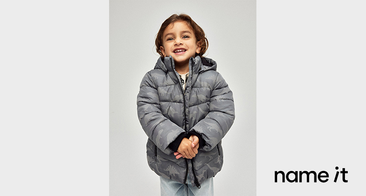 Mädchen it grauer Dino Jacke von name it