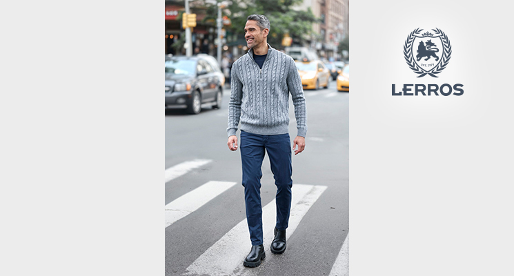 Mann mit grauem Pullover von Lerros