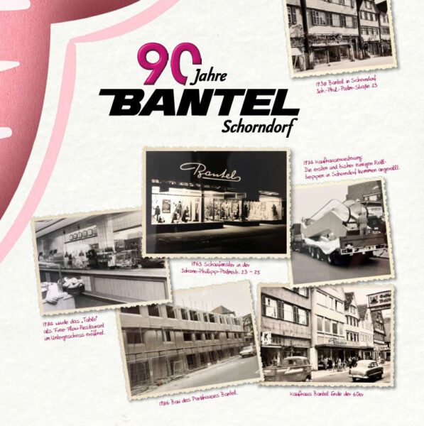 90 Jahre Bantel mit alten Bildern vom Kaufhaus Bantel, Parkhaus, Schaufenster und Schnellrestaurant Tablo