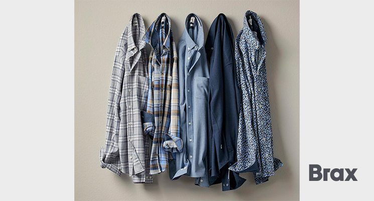 4 Herrenhemden von Brax in Uni und kariert und gemustert