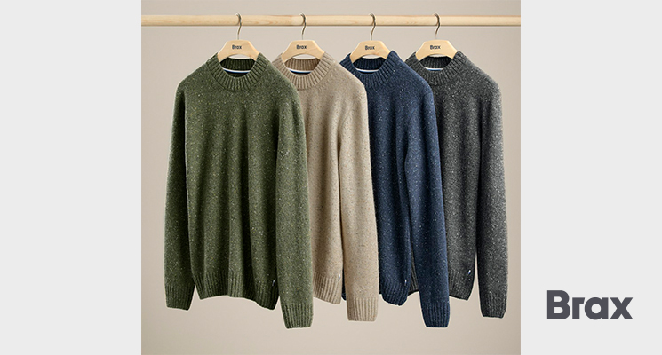 Brax 4 Herrenpullover in grün, beige, blau und grau