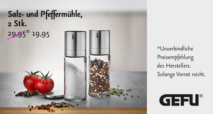 Salz- und Pfeffermühle 2 Stk. statt 25,90 €, 19,95 € von GEFU