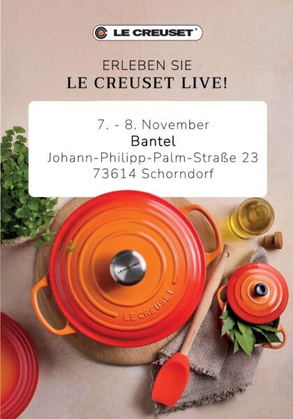 Kochvorführung von der Marke Le Creuset durch eine Mitarbeiterin am 7. und 8. November 2025 bei Bantel