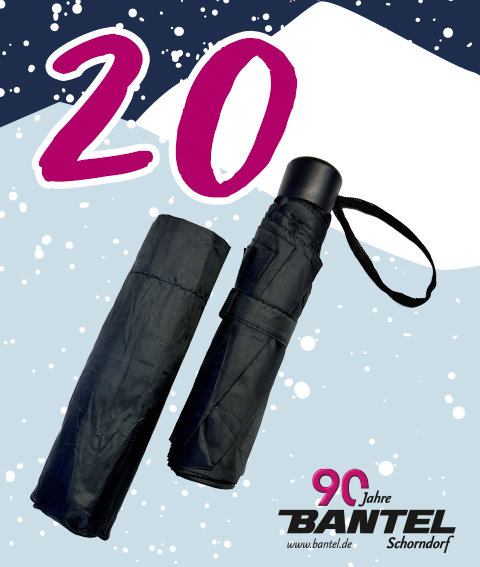 20.12. Bantel Adventskalender Taschenschirm von Happy Rain, in der Farbe schwarz