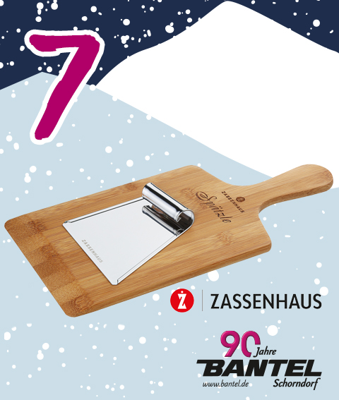 2.12 Bantel Adventskalender Spätzlesbrett aus Bambus mit Edelstahl Schaber von Zassenhaus