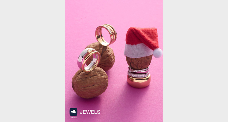 Walnüsse auf denen Ringe von Leonardo dekoriert sind