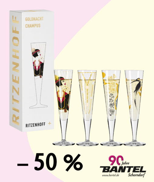 Champagner Gläser "Goldnacht" von Ritzenhof 50 Prozent reduziert