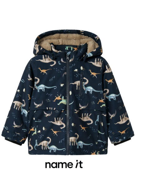 Kinder Winterjacke in dunkelblau mit Dinomotiv von Name it