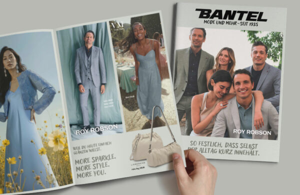 Prospektseiten festliche Mode für Damen und Herren