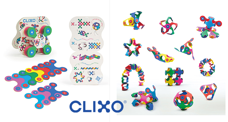 unte Clixo Magnetbausteine, mit denen Kinder flexible Formen und Figuren bauen