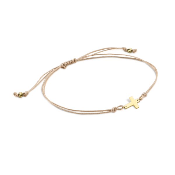 Schmuckstück von bella d`doro goldener Anhänger an beigefarbenen Armband