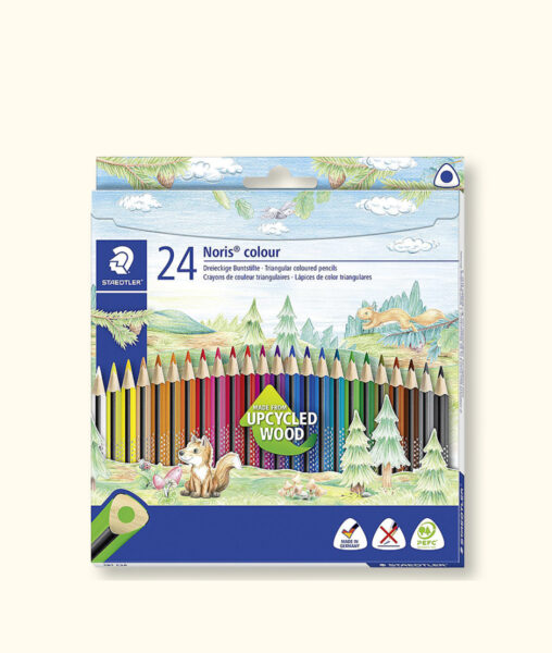 24er-Set Buntstifte Staedtler, ergonomisches Dreikantformat, rutschfeste Soft-Oberfläche und hohe Bruchfestigkeit