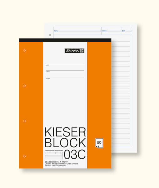 Kieser Block 03C Brunnen DIN A4, Lineatur 3 mit blauem Rand und Kopfleiste, 50 Blatt