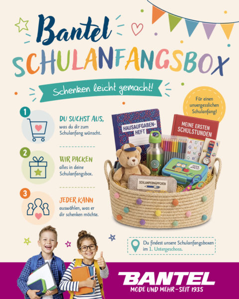 Um die Geschenkauswahl für den Schulanfang zu erleichtern gibt es bei Bantel den Schulanfangsbox-Service.