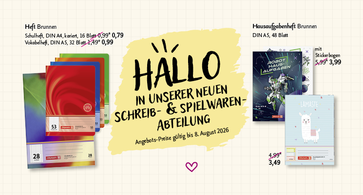Verschiedene Angebote für Hefte zum Schulanfang