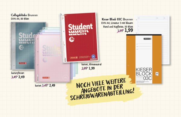 Verschiedene Angebote für Blöcke zum Schulanfang