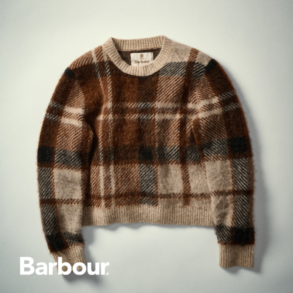 Wollpullover in beige dunkelbraun von Barbour