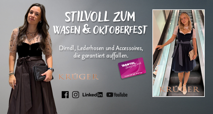 Trachtenmode und Dirndl bei Bantel mit 2 gezeigten Dirndl von Krüger