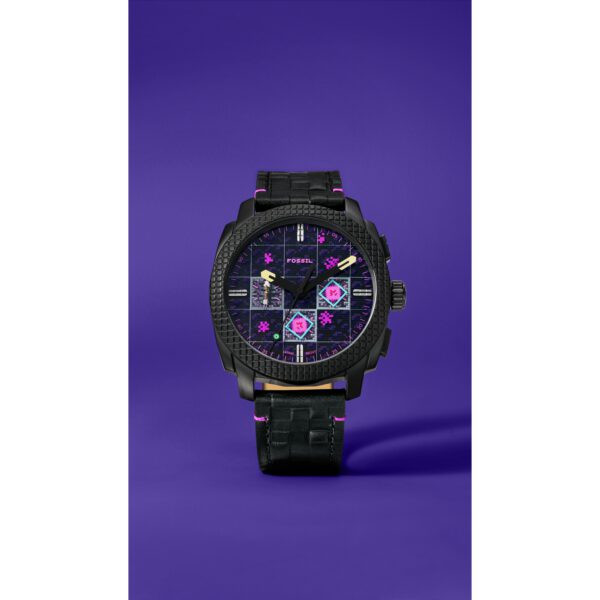 FOSSIL x Minecraft schwarz pinke Uhr