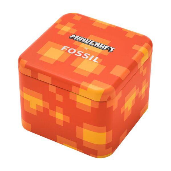 FOSSIL x Minecraft orangene Dose wo Uhr drin ist