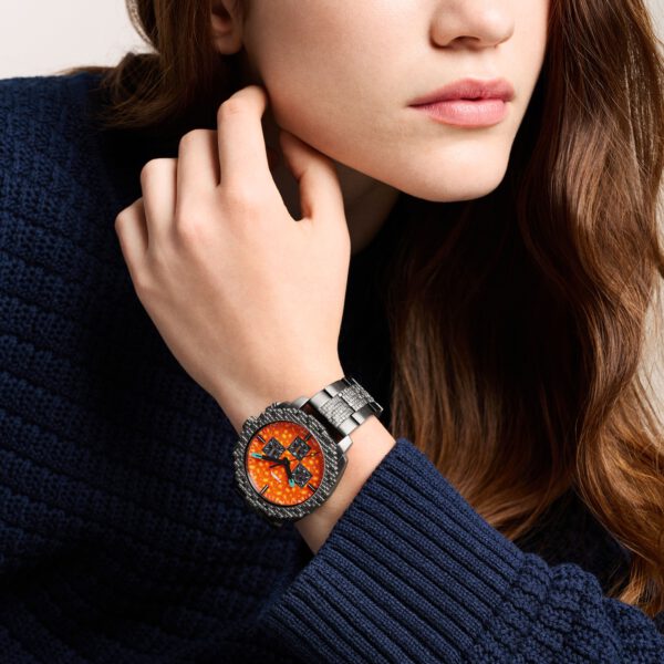 FOSSIL x Minecraft siber orangene Uhr