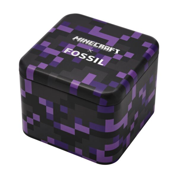 FOSSIL x Minecraft lila schwarze Dose wo Uhr drin ist