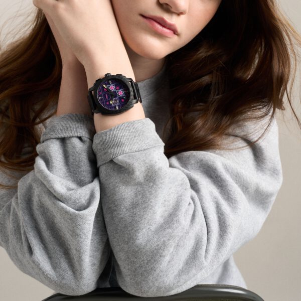 FOSSIL x Minecraft schwarz pinke Uhr