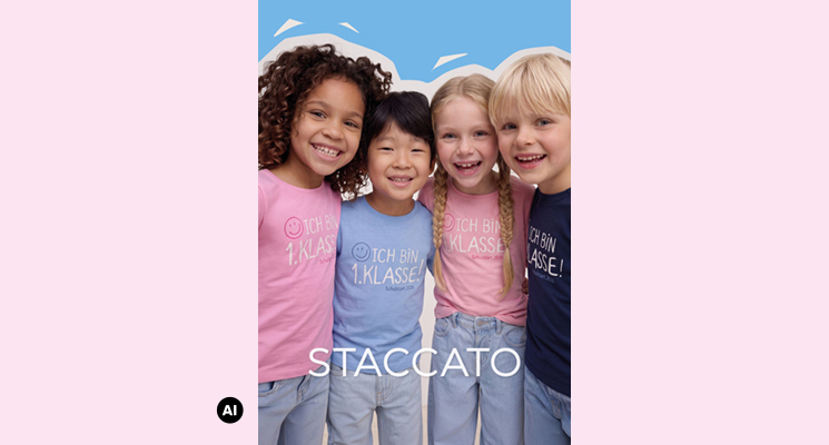 1. Klasse Langarmshirts in 4 verschiedenen Farben für Jungen und Mädchen. Bild KI-generiert