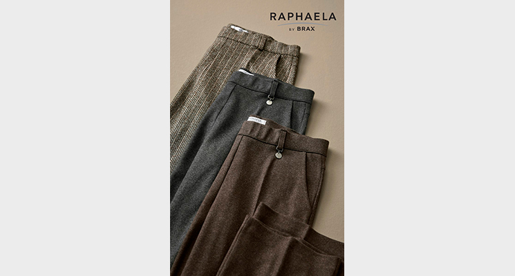 3 Raphaela by BRAX Hosen in braun, grau und hellbraun mit Streifen